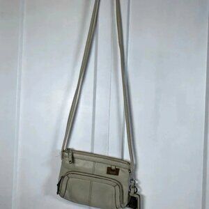 Tignanello Cream Beige Leather Crossbody Bagleather is in excellent conditi